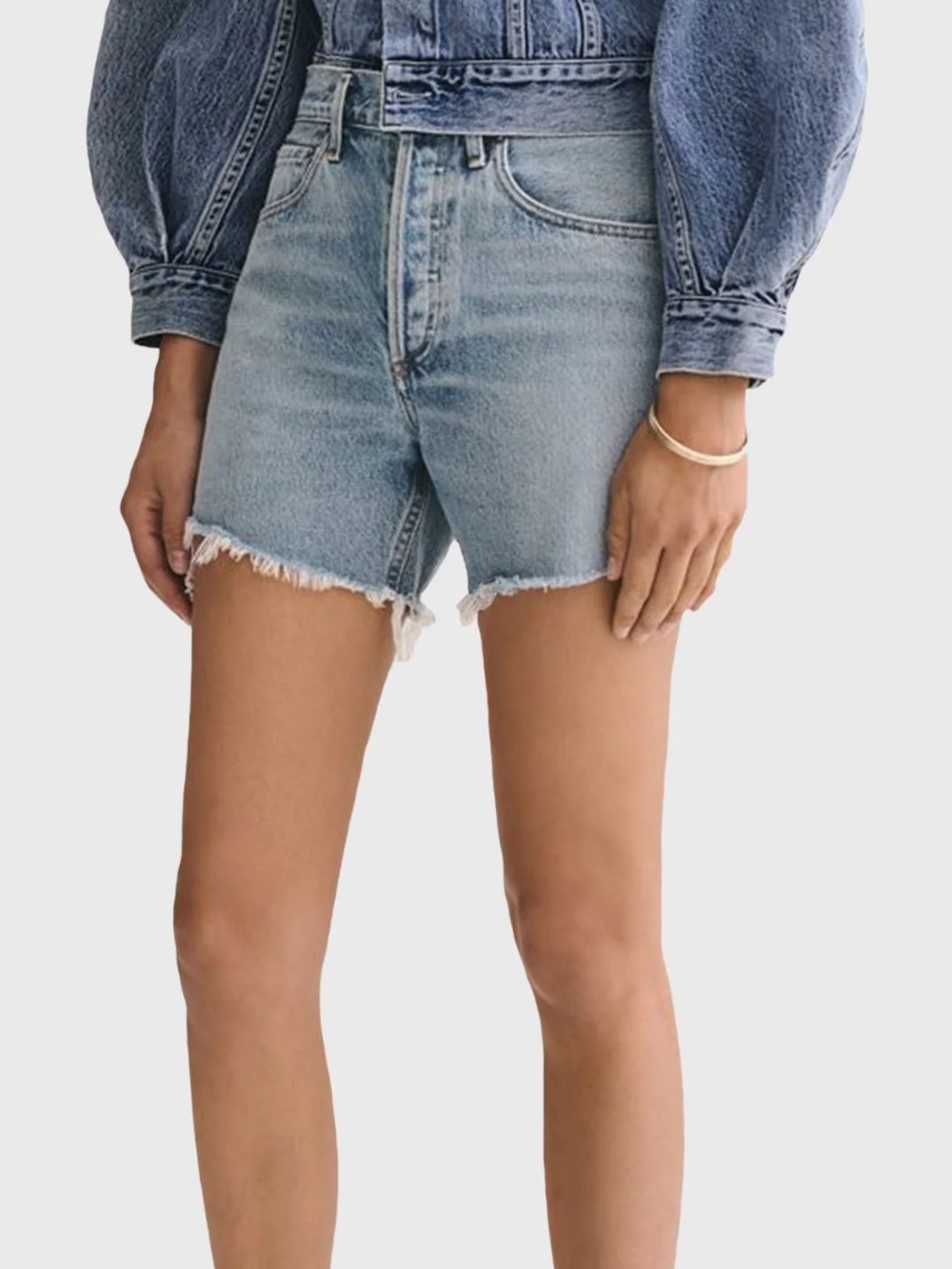 AGOLDE Reese Relaxed Cutoff Denim Shorts Light Wash High Rise Size 28
